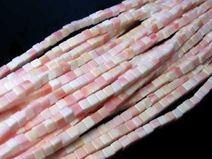 Rare Pink Conch Shell 4mm Cube (49 Beads App) Bead 8 inch Strand 9836HS - PremiumBead Alternate Image 3