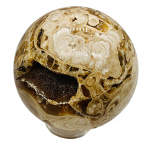 Load image into Gallery viewer, Aragonite Scry Sphere Round | 3&quot; | White/Brown | 1 Sphere
