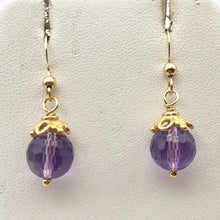 Load image into Gallery viewer, Royal Natural Amethyst 22K Gold Over Solid Sterling Earrings 310453A1x - PremiumBead Alternate Image 9

