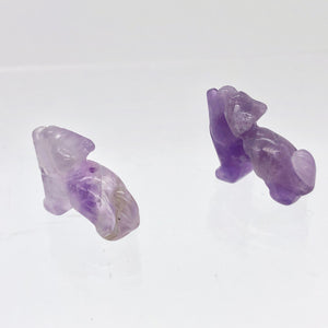 Howling 2 Carved Amethyst Standing Wolf / Coyote Beads | 22x16x8mm | Purple - PremiumBead Alternate Image 3