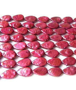 3 Raspberry FW Teardrop Coin Pearls 008892 - PremiumBead Alternate Image 2