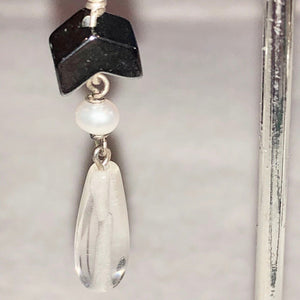 Hematite Pearl Quartz and Silver Earrings 310657 - PremiumBead Alternate Image 2