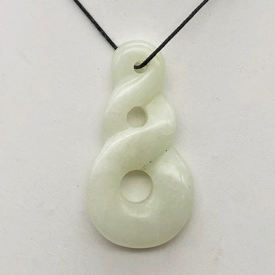 Hand Carved Serpentine Infinity Pendant with Simple Black Cord 10821P - PremiumBead Primary Image 1
