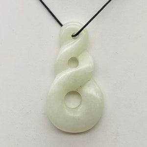 Hand Carved Serpentine Infinity Pendant with Simple Black Cord 10821P - PremiumBead Primary Image 1