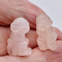 Load image into Gallery viewer, Adorable 2 Carved Rose Quartz Monkey Beads | 20.5x12x11mm | Pink
