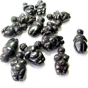 2 Carved Hematite Goddess of Willendorf Beads | 20x9x7mm | Silver black - PremiumBead Alternate Image 2