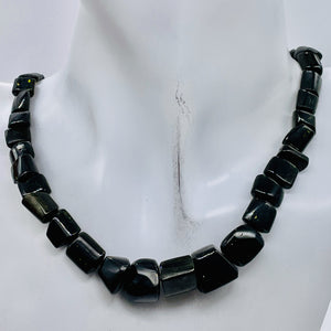 Tourmaline Graduated Cube like Strand| 12x12x15 to 6x6x5mm| Black| 70 - 75 Beads