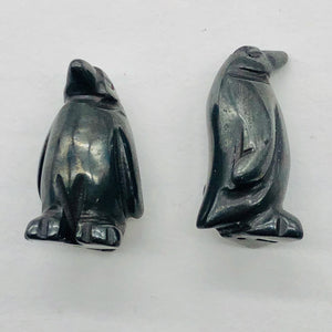 March of The Penguins Carved Hematite FIGURINE