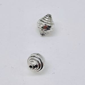 2 Dreidel Design Solid Sterling Silver Unique 11x10mm Beads 4034