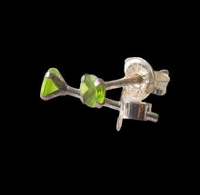 Load image into Gallery viewer, August! 3mm Created Peridot &amp; Silver Earrings 10146H
