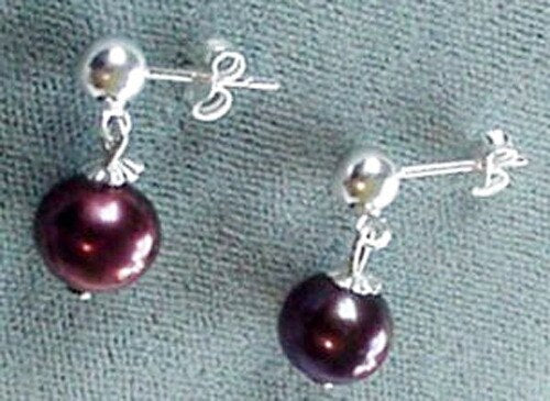 Stunning Black Grape Fresh Water Pearl Sterling Silver Earrings 300032 - PremiumBead Primary Image 1