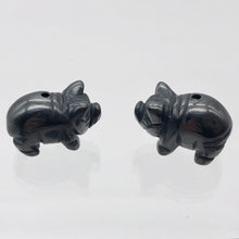 Load image into Gallery viewer, Oink 2 Carved Hematite Pig Beads | 21x13x9.5mm | Silvery Grey - PremiumBead Primary Image 1
