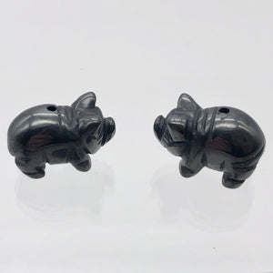 Oink 2 Carved Hematite Pig Beads | 21x13x9.5mm | Silvery Grey - PremiumBead Primary Image 1