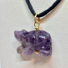 Load image into Gallery viewer, Amethyst Bear Pendant Necklace | Semi Precious Stone Jewelry | 14k Pendant - PremiumBead Alternate Image 7
