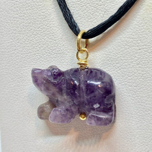Amethyst Bear Pendant Necklace | Semi Precious Stone Jewelry | 14k Pendant - PremiumBead Alternate Image 7