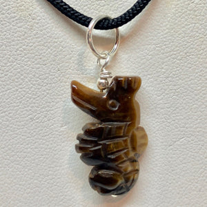 Tiger'S Eye Carved Seahorse W/Silver Pendant - So Cute! 509244TES - PremiumBead Alternate Image 2