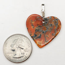 Load image into Gallery viewer, Limbcast Agate Valentine Heart Silver Pendant | 1 1/2 Inch Long | Orange/Green | - PremiumBead Alternate Image 6
