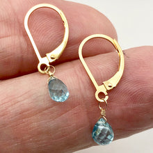 Load image into Gallery viewer, Faceted 6x4mm Blue Zircon 14Kgf Drop Earrings | 1&quot; long | Blue | - PremiumBead Alternate Image 3
