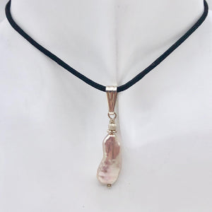 Pink Biwa FW Pearl with Sterling Silver Pendant, 1.5 inches 5082J - PremiumBead Alternate Image 3