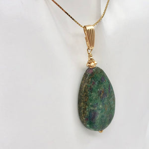 Natural Ruby Zoisite and 14K Gold Filled Pendant, 2", Green/Red 507162C - PremiumBead Alternate Image 5