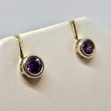 Load image into Gallery viewer, February 7mm Lab Amethyst &amp; Sterling Silver Earrings 9780Bb - PremiumBead Alternate Image 2
