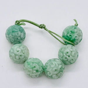 Jade AAA Carved Round Bead | 16mm | Green | 1 Bead |