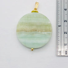 Load image into Gallery viewer, Hemimorphite14K Gold Filled Disc Dangle Pendant | 1 3/4&quot; Long | Aqua/Lemon |
