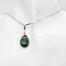 Load image into Gallery viewer, Rare Ruby Fuchsite Teardrop Shaped Sterling Silver Pendant | 1 1/4&quot; Long
