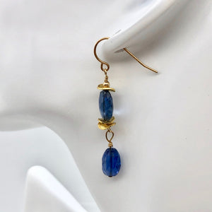 Stunning AAA Blue Kyanite 14Kgf Earrings, 1 13/16" (Long), Blue 310834 - PremiumBead Alternate Image 4
