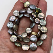 Load image into Gallery viewer, Shimmer Silvery Platinum FW Coin Pearl 8 inch Strand 9447HS
