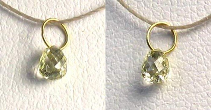 0.29cts Natural Canary Diamond 18K Gold 4x2.5mm Pendant 8798Q - PremiumBead Primary Image 1