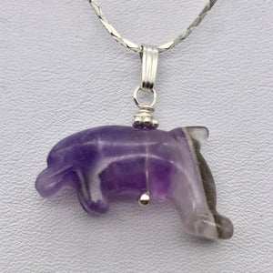 Amethyst Dolphin Sterling Silver Pendant | 1.5" Long | Purple | Dolphin | - PremiumBead Primary Image 1