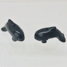 Load image into Gallery viewer, Hand Carved Animals 2 Onyx Orca Whale Beads | 23x12.5x8mm | Black - PremiumBead Primary Image 1
