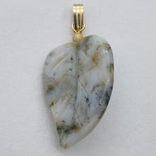 Load image into Gallery viewer, Ocean Jasper Carved Autumn Leaf Bead 14K Gold Filled Pendant | 1 3/4" Long |

