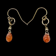 Load image into Gallery viewer, Sunstone Faceted Briolette 14K Gold Filled Earrings | 3/4&quot; Long | Orange | 1 |
