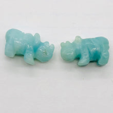 Load image into Gallery viewer, 2 Amazonite Hand Carved Rhinoceros Beads, 21x13x8mm Blue | 21x13x8mm | Blue
