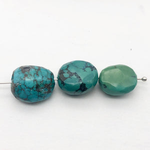 Three Natural Turquoise Beads | 16x13 to 15x12mm | Blue | Rounded | 3 beads | - PremiumBead Alternate Image 3