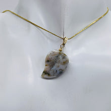 Load image into Gallery viewer, Ocean Jasper Carved Autumn Leaf Bead 14K Gold Filled Pendant | 1 3/4" Long |
