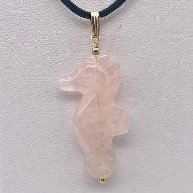 Rose Quartz Hand Carved Seahorse w/14K Gold Filled Findings Pendant 509244RQS - PremiumBead Primary Image 1
