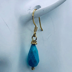 Charming Designer Natural Untreated Kingman Turquoise Earrings 14Kgf - PremiumBead Alternate Image 3