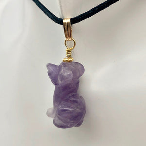 Amethyst Dog Pendant Necklace | Semi Precious Stone Jewelry | 14k Pendant - PremiumBead Alternate Image 4