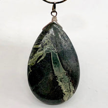 Load image into Gallery viewer, Tsunami Stone Briolette Sterling Silver Pendant | 2 3/4&quot; Long | Green, White | 1
