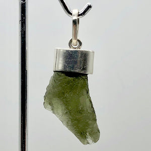 Blue Green Moldavite Sterling Silver Pendant 30x15x6mm | 1 5/8" long