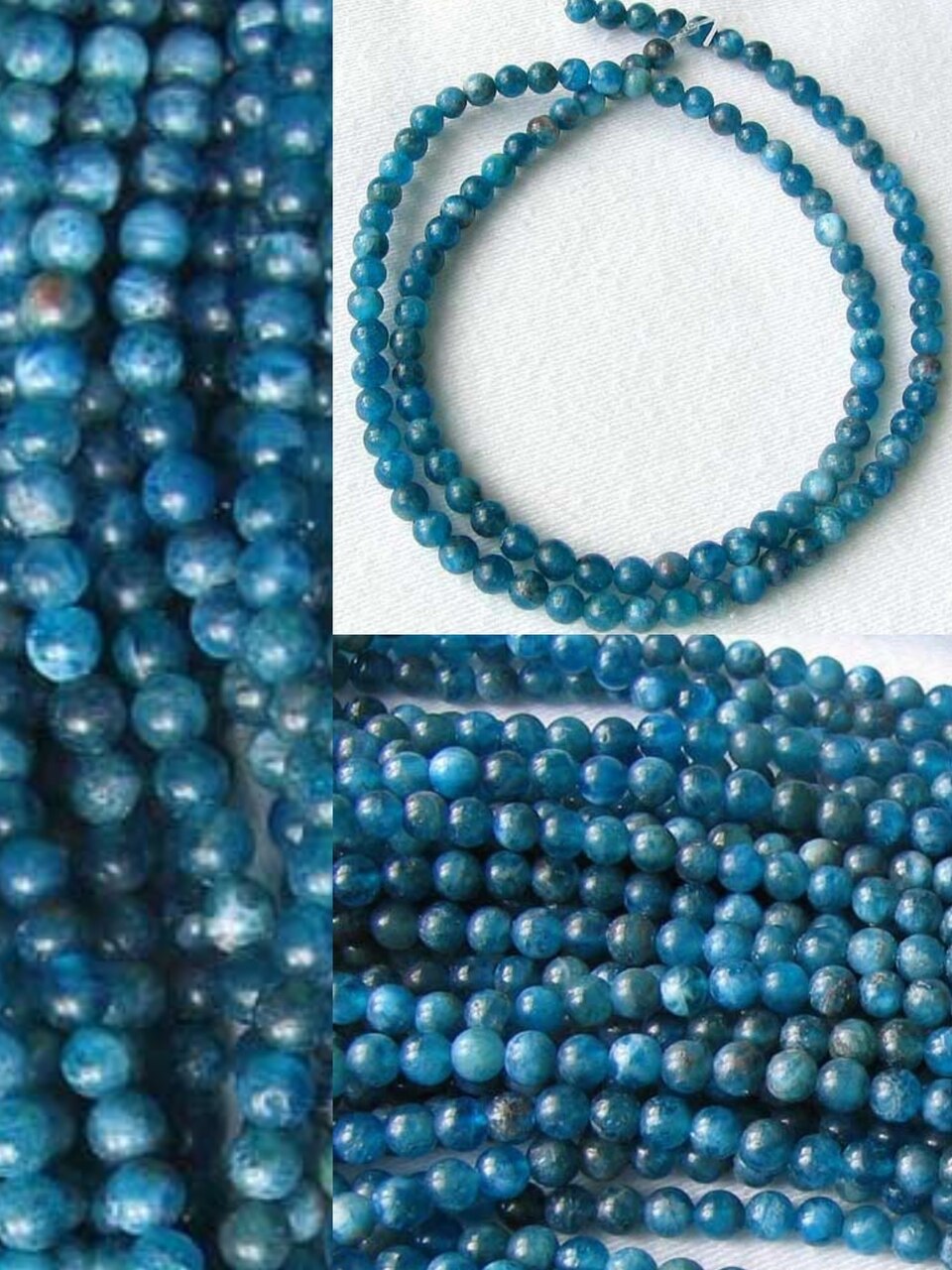 Stunning 4mm Round Blue Apatite Bead Strand 108889B - PremiumBead Primary Image 1