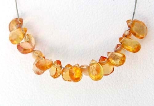 1 Golden Orange Sapphire Faceted Briolette Bead 6088 - PremiumBead Primary Image 1