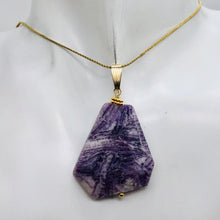 Load image into Gallery viewer, Purple Flower Sodalite 14K Gold Filled Pendant | Purple/White | 2&quot; Long |
