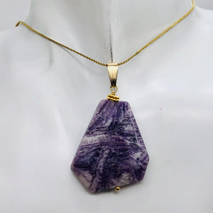 Purple Flower Sodalite 14K Gold Filled Pendant | Purple/White | 2" Long |