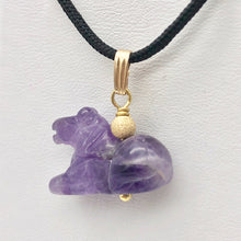 Load image into Gallery viewer, Amethyst Horse Pendant Necklace | Semi Precious Stone Jewelry | 14k Pendant - PremiumBead Primary Image 1
