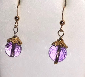 Royal Natural Amethyst 22K Gold Over Solid Sterling Earrings 310453A1x - PremiumBead Alternate Image 2