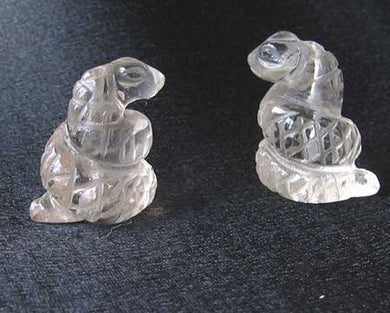 1 each Hematite and Quartz Snake Beads 9278QZHM | 20x11x7mm | Clear - PremiumBead Primary Image 1